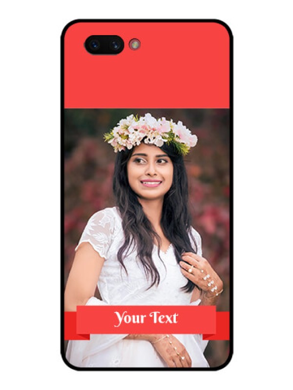 Custom Realme C1 2019 Custom Glass Phone Case  - Simple Red Color Design