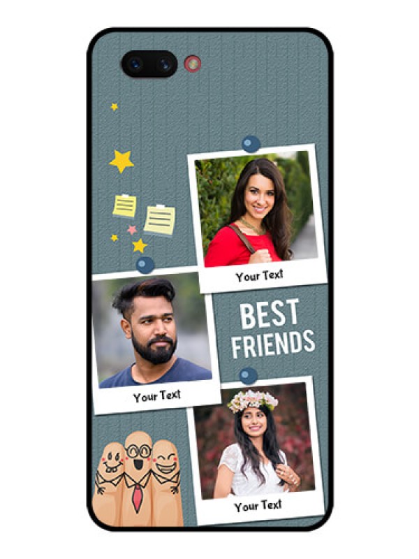 Custom Realme C1 2019 Personalized Glass Phone Case  - Sticky Frames and Friendship Design