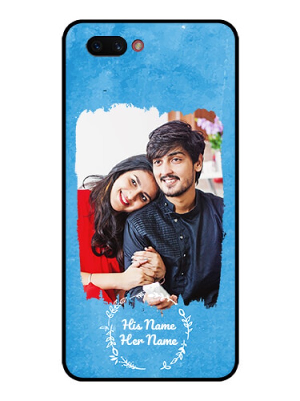Custom Realme C1 2019 Custom Glass Mobile Case  - Blue Color Vintage Design