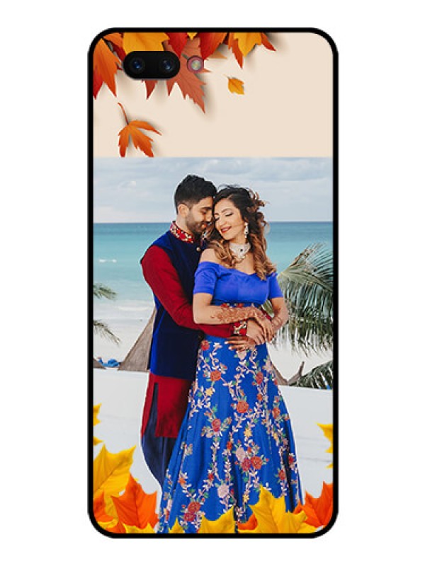 Custom Realme C1 2019 Photo Printing on Glass Case  - Autumn Maple Leaves Design