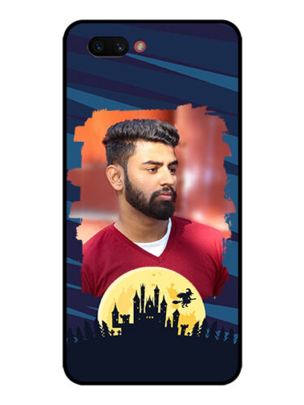Custom Realme C1 2019 Photo Printing on Glass Case  - Halloween Witch Design 