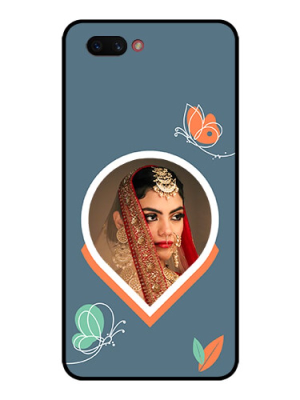 Custom Realme C1 2019 Custom Glass Mobile Case - Droplet Butterflies Design