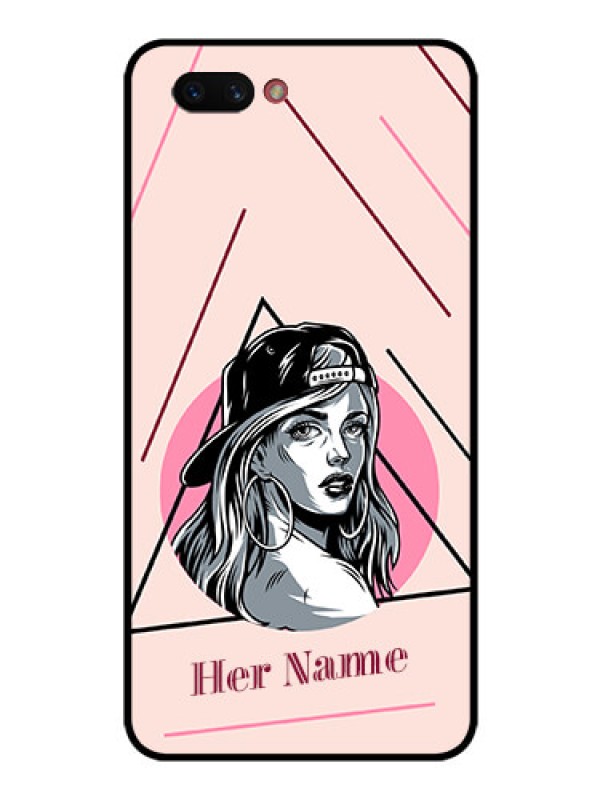 Custom Realme C1 2019 Personalized Glass Phone Case - Rockstar Girl Design