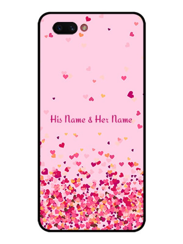 Custom Realme C1 2019 Photo Printing on Glass Case - Floating Hearts Design