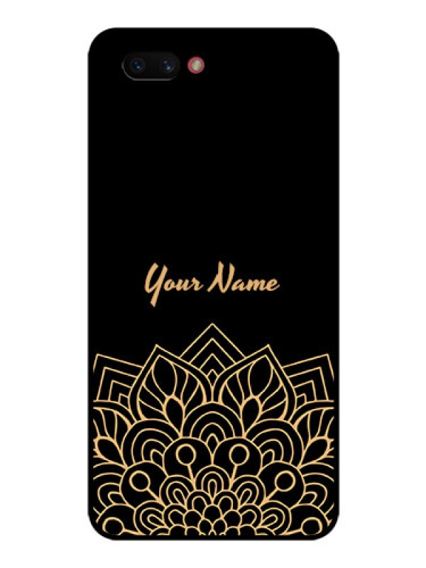 Custom Realme C1 2019 Custom Glass Phone Case - Golden mandala Design