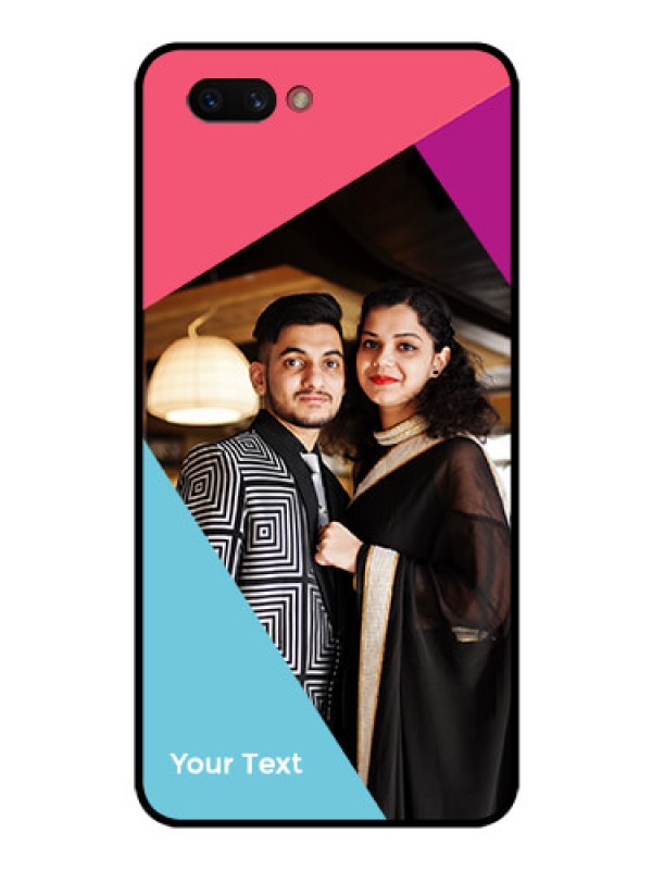 Custom Realme C1 2019 Custom Glass Mobile Case - Stacked Triple colour Design