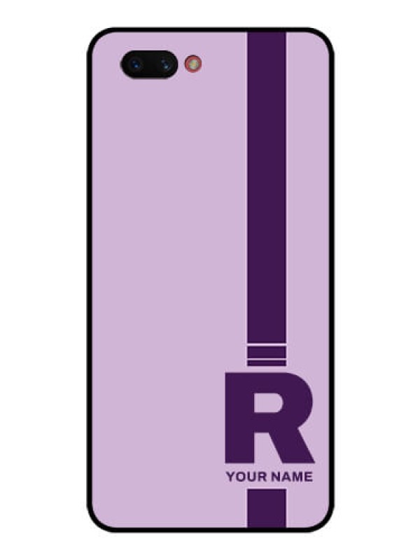 Custom Realme C1 2019 Photo Printing on Glass Case - Simple dual tone stripe with name Design