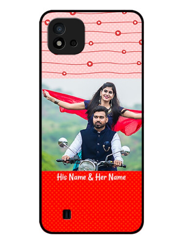 Custom Realme C11 2021 Personalized Glass Phone Case - Red Pattern Case Design