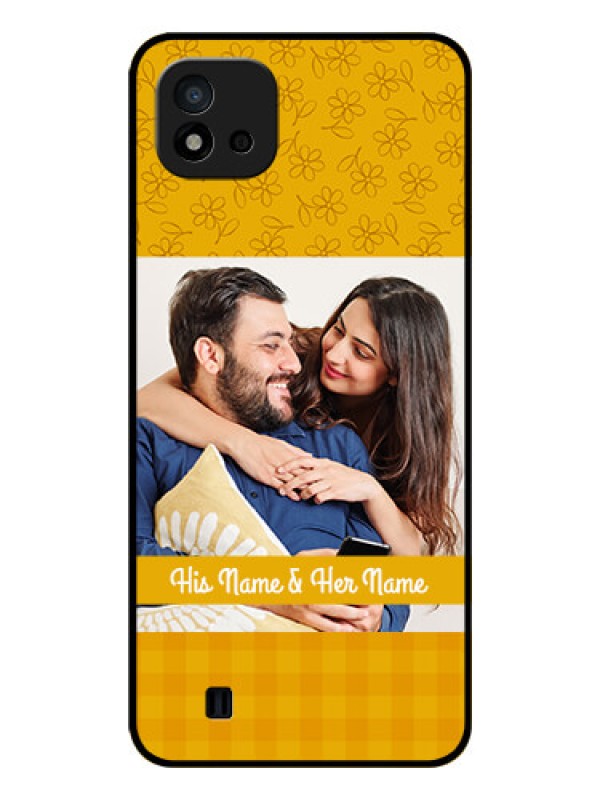 Custom Realme C11 2021 Custom Glass Mobile Case - Yellow Floral Design