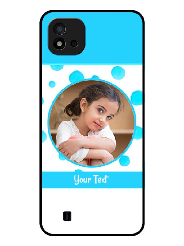 Custom Realme C11 2021 Photo Printing on Glass Case - Blue Bubbles Pattern Design