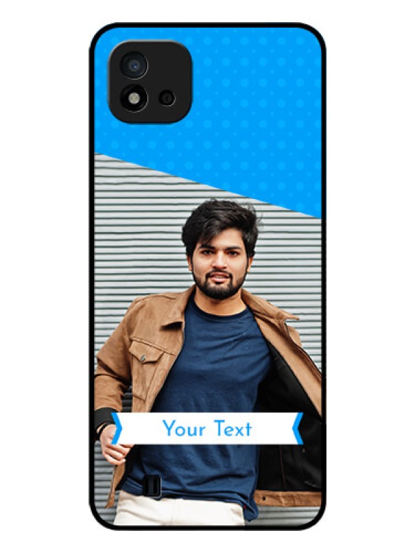 Custom Realme C11 2021 Photo Printing on Glass Case - Simple Blue Color Design