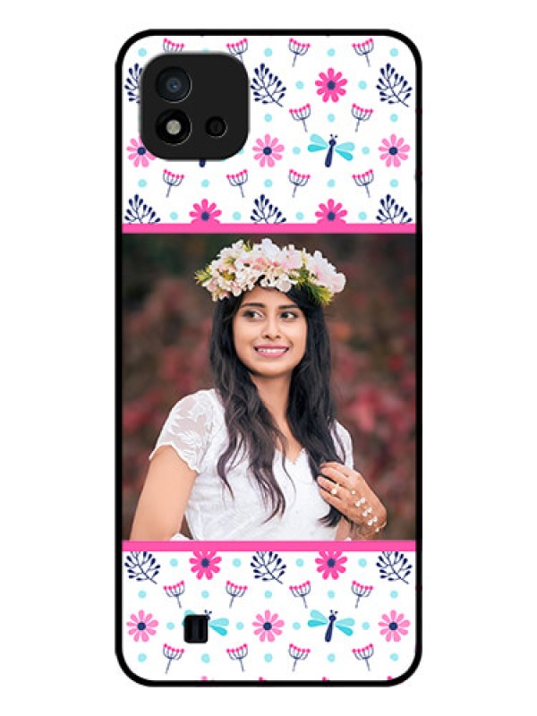 Custom Realme C11 2021 Photo Printing on Glass Case - Colorful Flower Design
