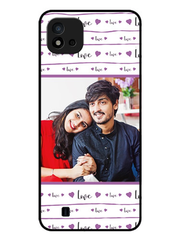 Custom Realme C11 2021 Custom Glass Mobile Case - Couples Heart Design