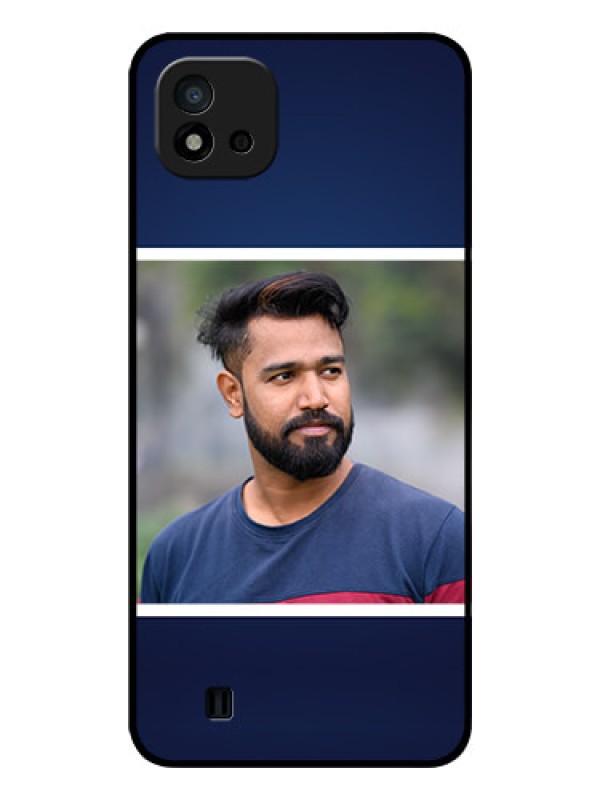Custom Realme C11 2021 Personalized Glass Phone Case - Simple Royal Blue Design