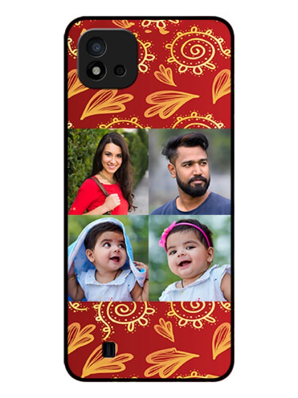 Custom Realme C11 2021 Photo Printing on Glass Case - 4 Image Traditional Design