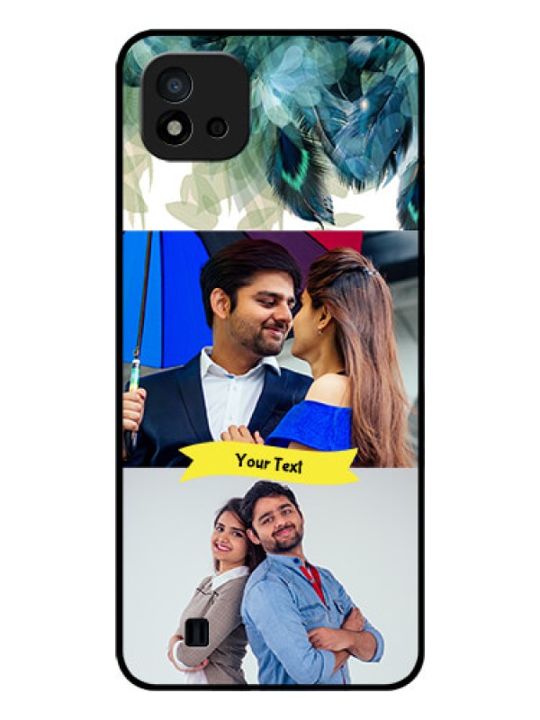 Custom Realme C11 2021 Personalized Glass Phone Case - Image with Boho Peacock Feather Design