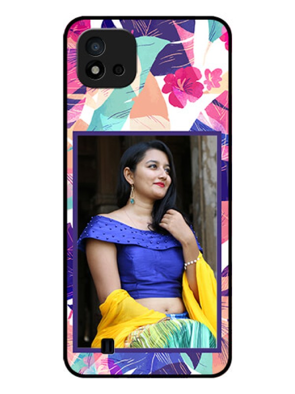 Custom Realme C11 2021 Custom Glass Mobile Case - Abstract Floral Design