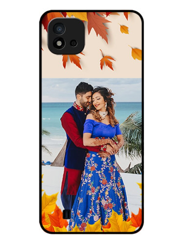 Custom Realme C11 2021 Photo Printing on Glass Case - Autumn Maple Leaves Design