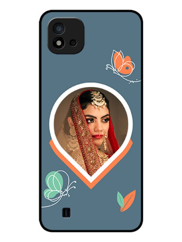 Custom Realme C11 2021 Custom Glass Mobile Case - Droplet Butterflies Design