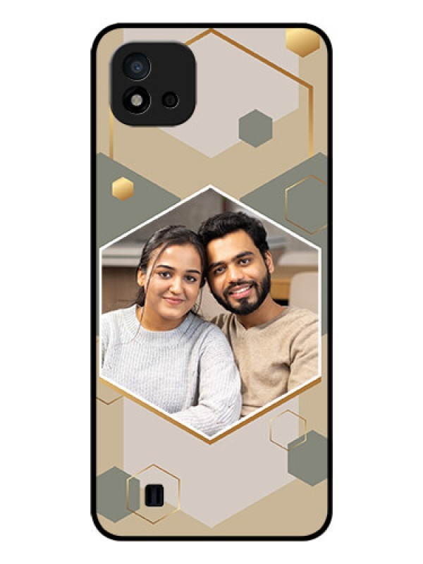 Custom Realme C11 2021 Photo Printing on Glass Case - Stylish Hexagon Pattern Design