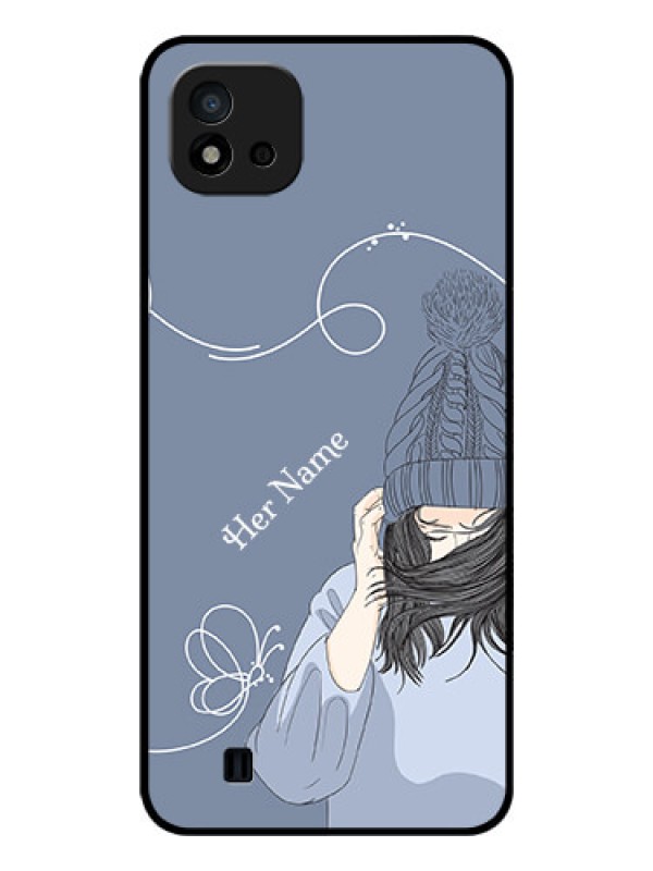 Custom Realme C11 2021 Custom Glass Mobile Case - Girl in winter outfit Design