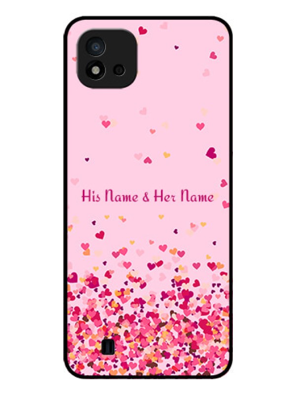 Custom Realme C11 2021 Photo Printing on Glass Case - Floating Hearts Design