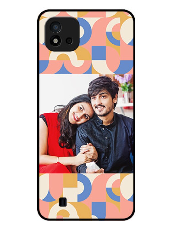 Custom Realme C11 2021 Photo Printing on Glass Case - Semi-circle Maze Pattern Design