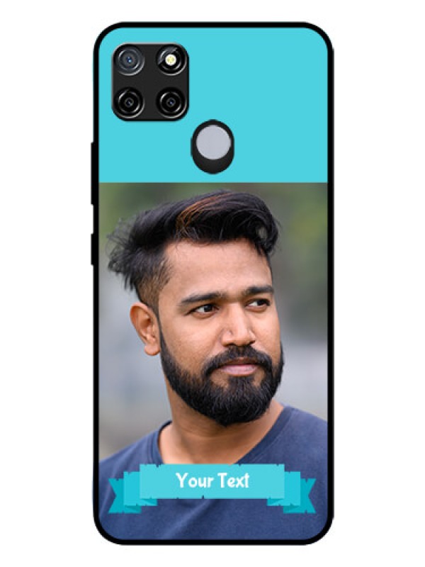 Custom Realme C12 Personalized Glass Phone Case  - Simple Blue Color Design