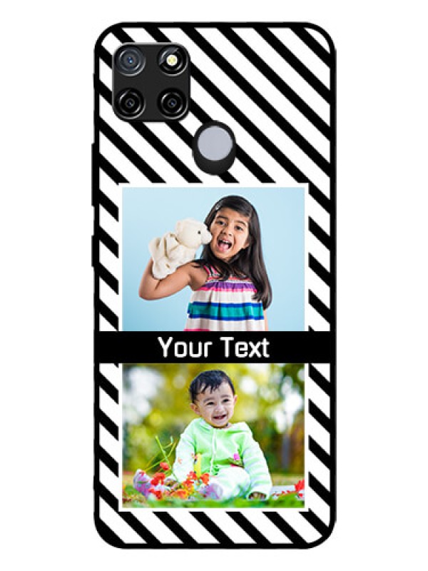 Custom Realme C12 Photo Printing on Glass Case  - Black And White Stripes Design