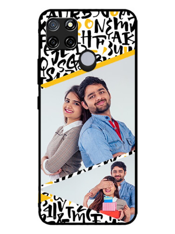 Custom Realme C12 Custom Glass Mobile Case  - Letters Pattern Design