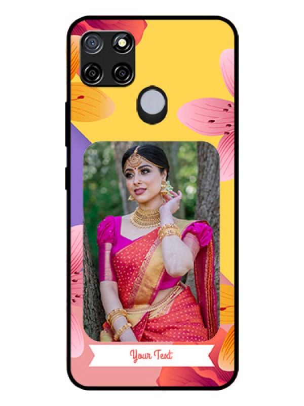 Custom Realme C12 Custom Glass Mobile Case  - 3 Image With Vintage Floral Design