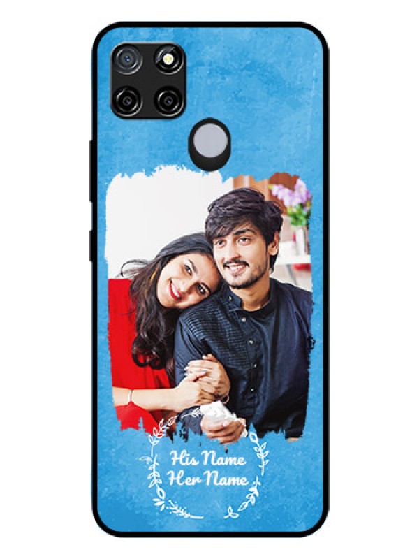 Custom Realme C12 Custom Glass Phone Case - Blue Color Vintage Design
