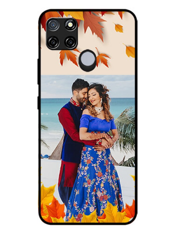 Custom Realme C12 Photo Printing on Glass Case  - Autumn Maple Leaves Design