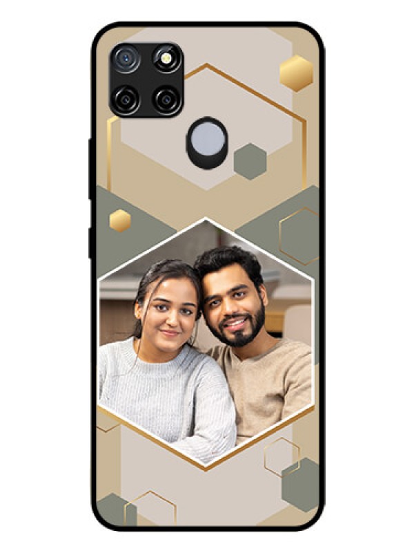 Custom Realme C12 Photo Printing on Glass Case - Stylish Hexagon Pattern Design