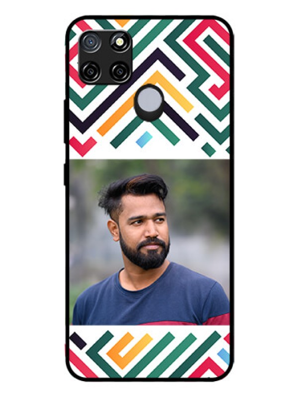 Custom Realme C12 Personalized Glass Phone Case - Colorful Maze Pattern Design