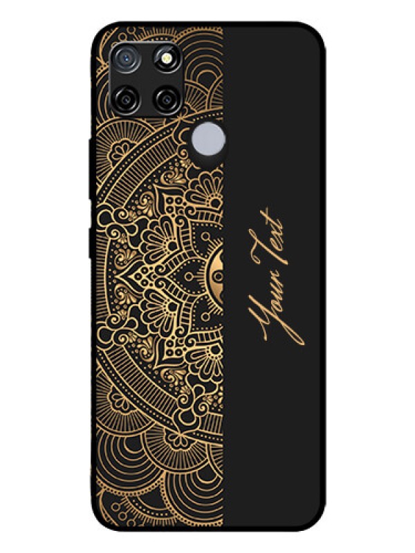 Custom Realme C12 Photo Printing on Glass Case - Mandala art with custom text Design