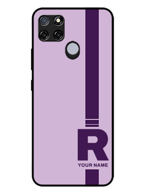 Custom Realme C12 Photo Printing on Glass Case - Simple dual tone stripe with name Design