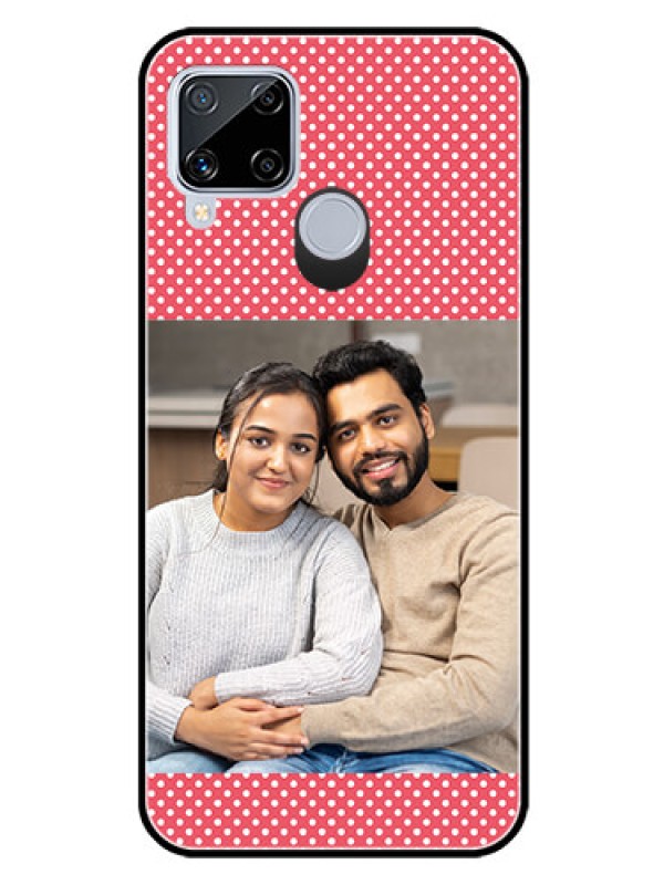 Custom Realme C15 Custom Glass Phone Case  - White Dotted Design