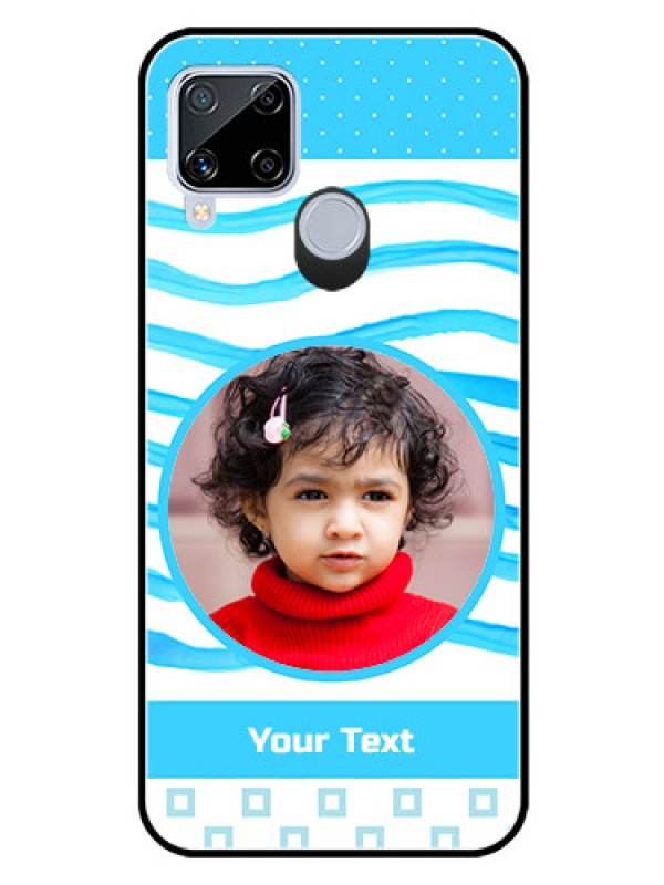 Custom Realme C15 Custom Glass Phone Case  - Simple Blue Case Design