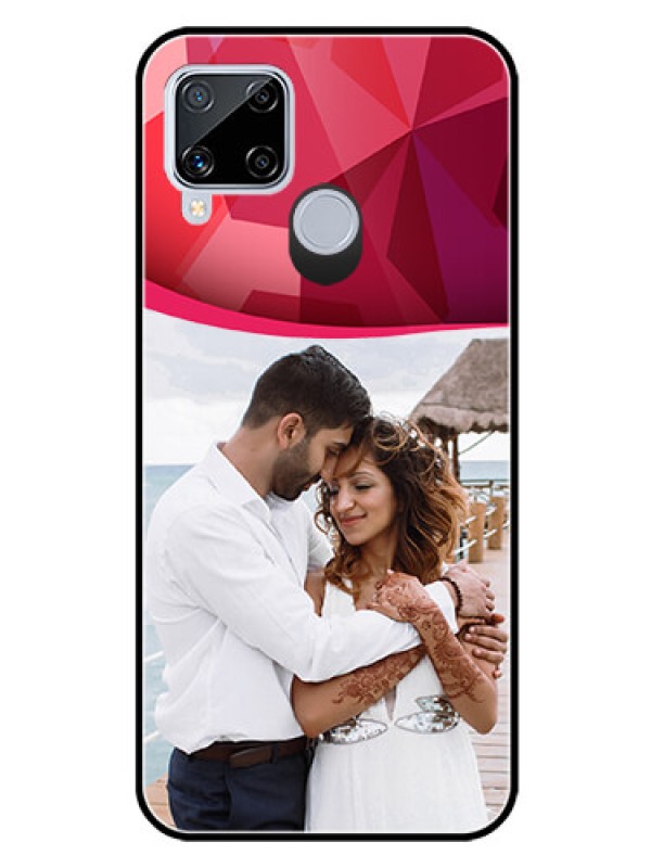 Custom Realme C15 Custom Glass Mobile Case  - Red Abstract Design