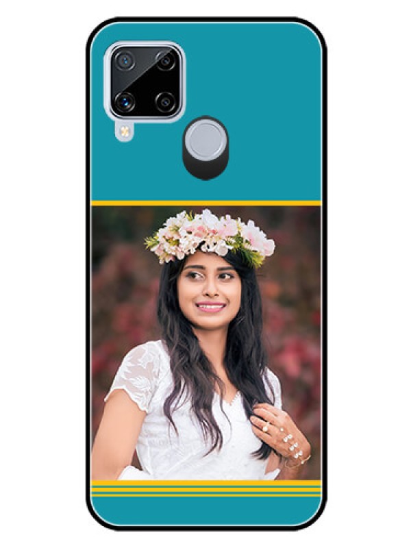 Custom Realme C15 Custom Glass Phone Case  - Yellow & Blue Design 