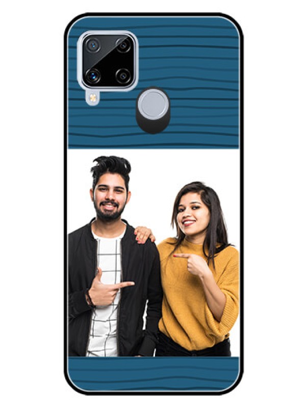 Custom Realme C15 Custom Glass Phone Case  - Blue Pattern Cover Design