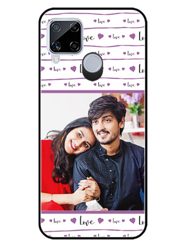 Custom Realme C15 Custom Glass Mobile Case  - Couples Heart Design