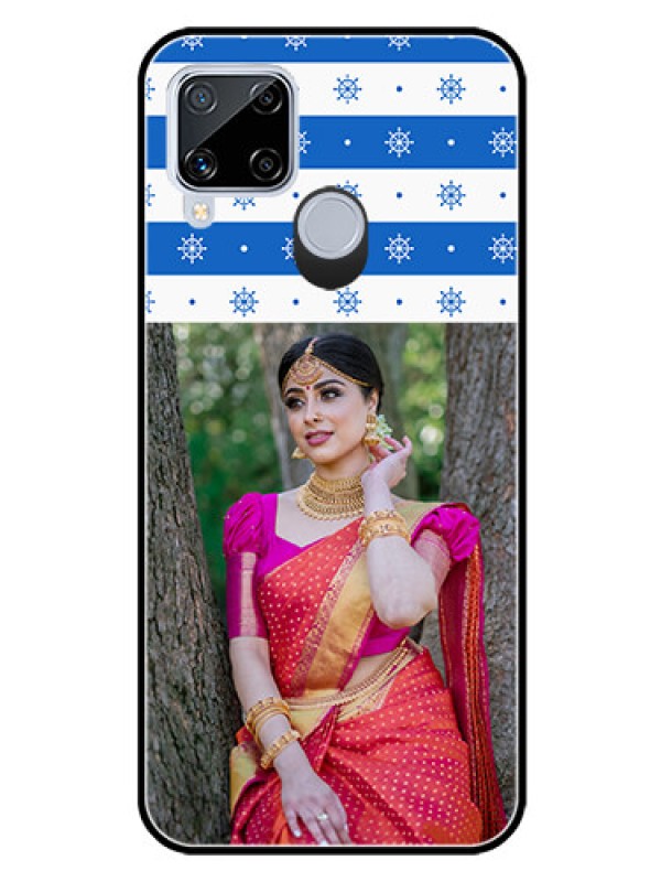 Custom Realme C15 Photo Printing on Glass Case  - Snow Pattern Design