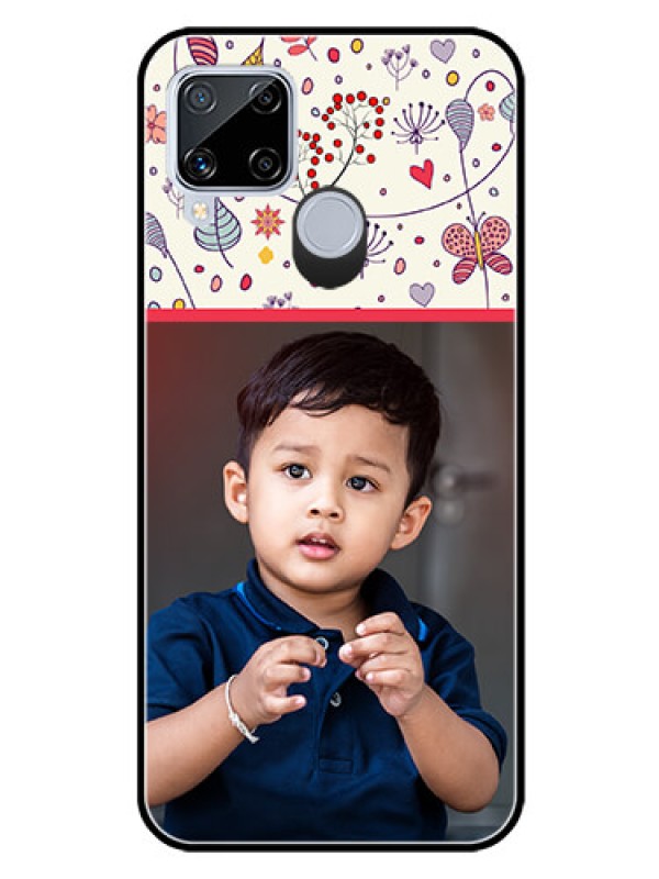 Custom Realme C15 Custom Glass Mobile Case  - Premium Floral Design