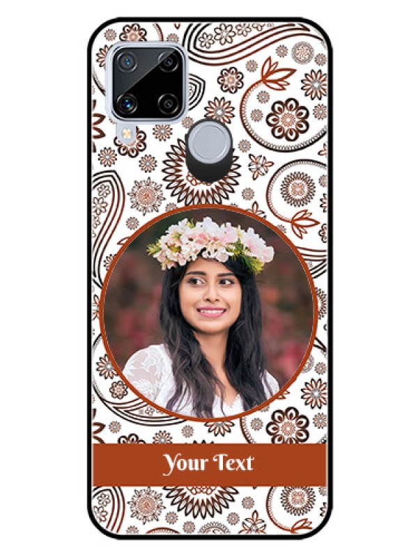 Custom Realme C15 Custom Glass Mobile Case  - Abstract Floral Design 