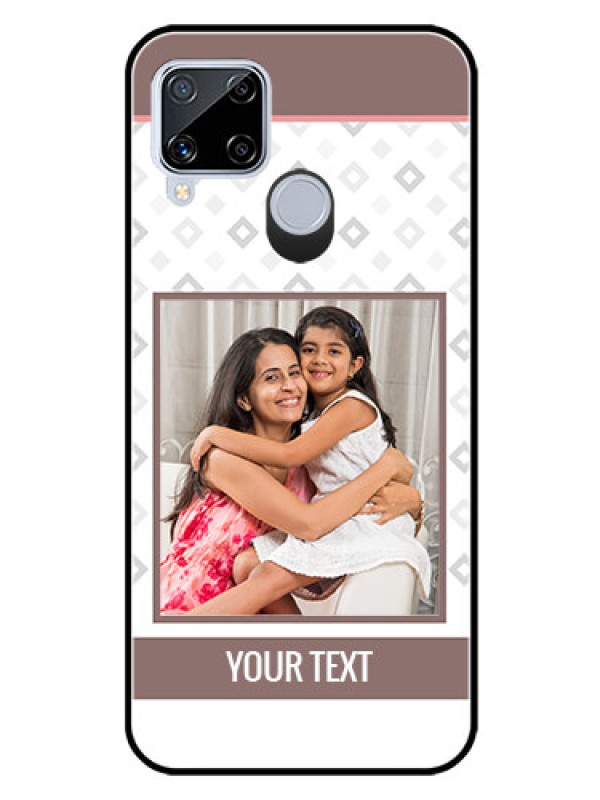 Custom Realme C15 Photo Printing on Glass Case  - Simple Diamond Design
