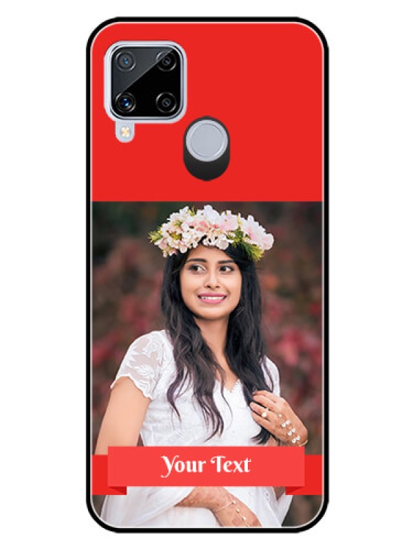 Custom Realme C15 Custom Glass Phone Case  - Simple Red Color Design