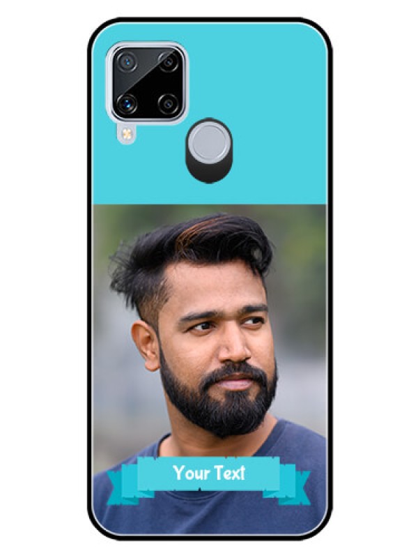 Custom Realme C15 Personalized Glass Phone Case  - Simple Blue Color Design