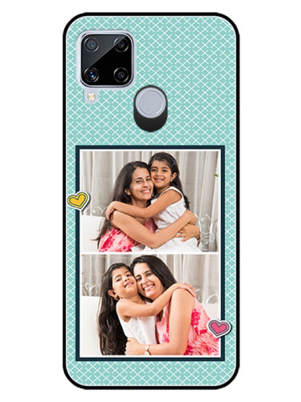 Custom Realme C15 Custom Glass Phone Case  - 2 Image Holder with Pattern Design